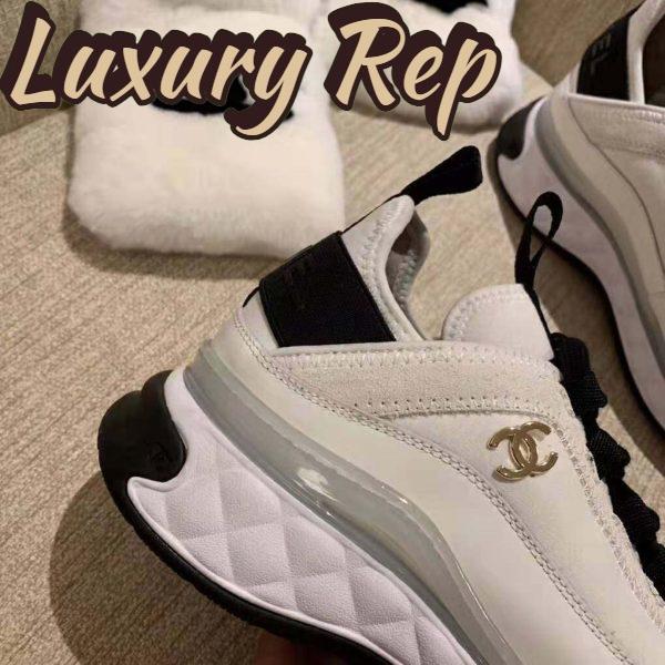 Replica Chanel Women Sneakers in Velvet Calfskin & Mixed Fibers 1 cm Heel-Beige 15