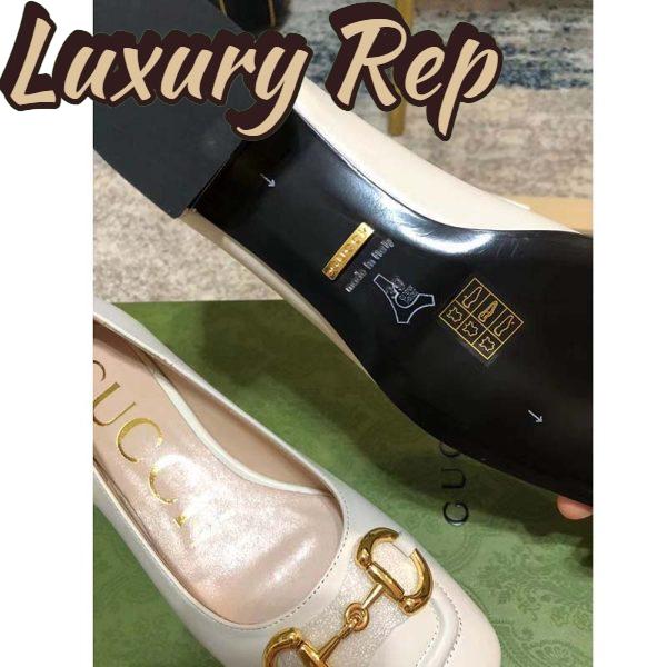 Replica Gucci Unisex Women Ballet Flat Horsebit White Leather Low 2.5 cm Heel 6