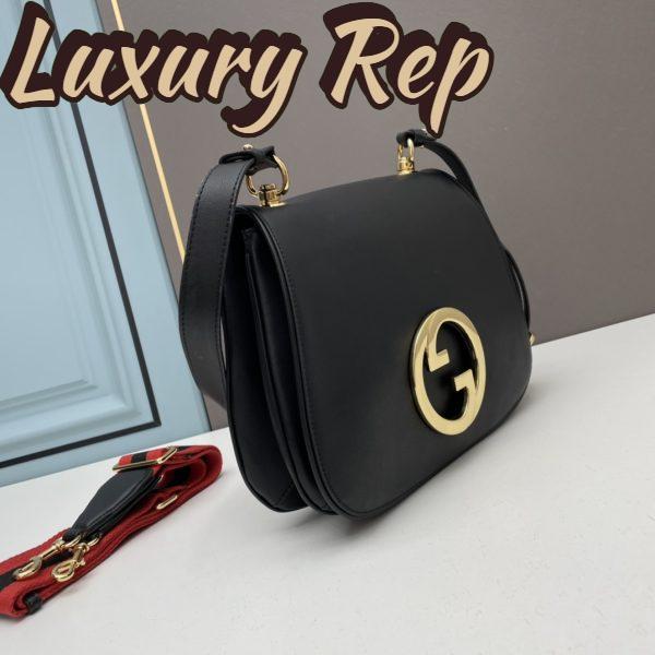 Replica Gucci Women GG Blondie Medium Bag Black Leather Round Interlocking G 4