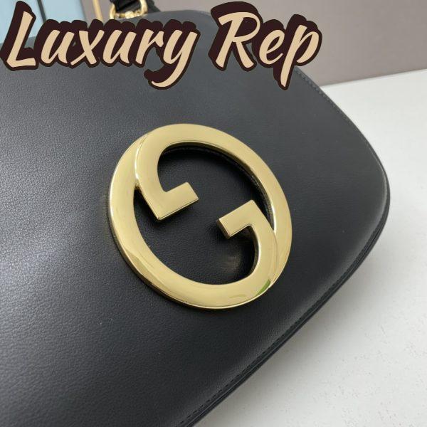 Replica Gucci Women GG Blondie Medium Bag Black Leather Round Interlocking G 7