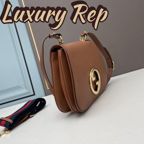 Replica Gucci Women GG Blondie Medium Bag Brown Leather Round Interlocking G 5