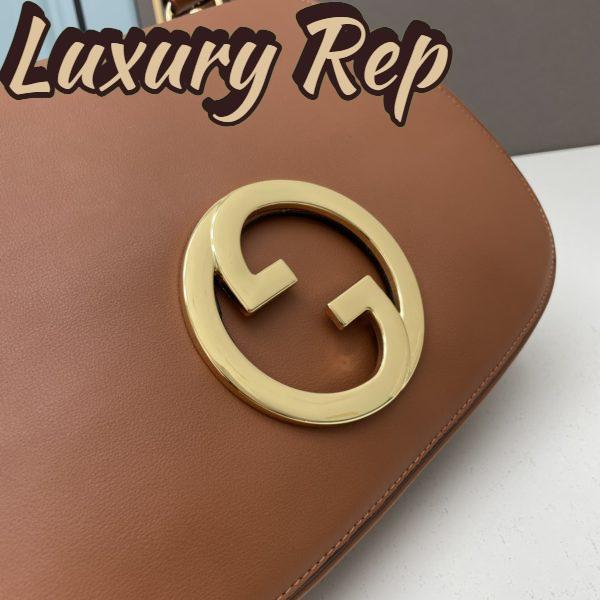 Replica Gucci Women GG Blondie Medium Bag Brown Leather Round Interlocking G 7