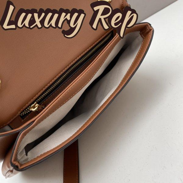Replica Gucci Women GG Blondie Medium Bag Brown Leather Round Interlocking G 8