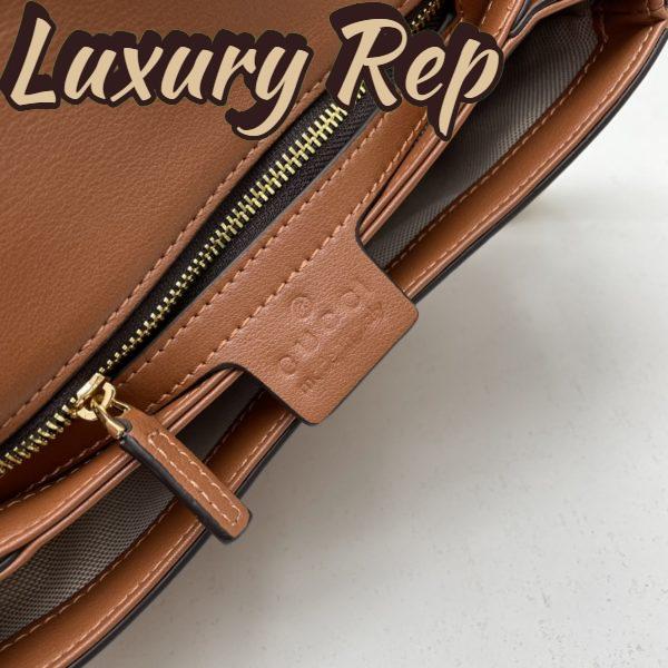 Replica Gucci Women GG Blondie Medium Bag Brown Leather Round Interlocking G 9