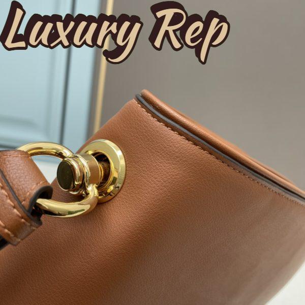 Replica Gucci Women GG Blondie Medium Bag Brown Leather Round Interlocking G 10
