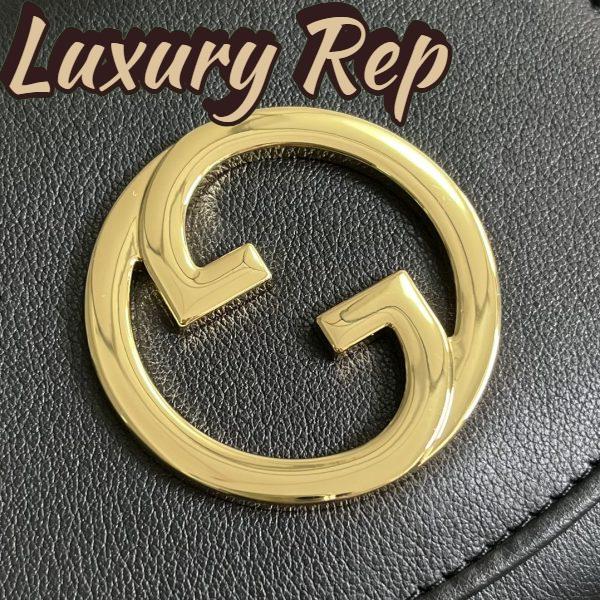 Replica Gucci Women GG Blondie Medium Chain Wallet Black Leather Round Interlocking G 10