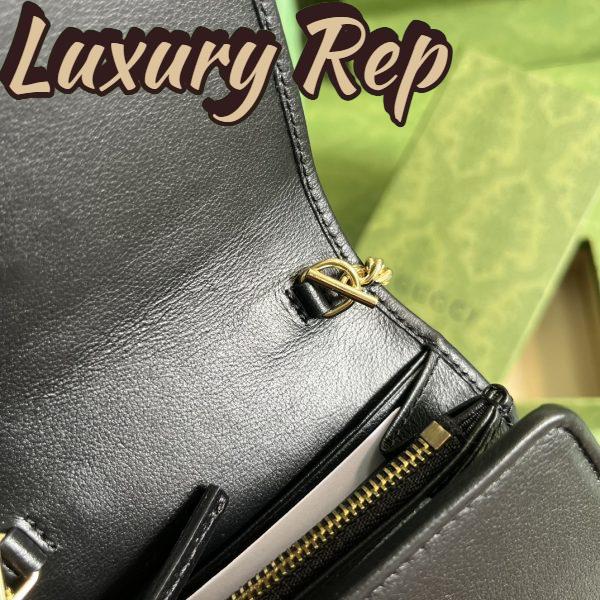 Replica Gucci Women GG Blondie Medium Chain Wallet Black Leather Round Interlocking G 11