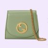Replica Gucci Women GG Blondie Medium Chain Wallet Green Leather Round Interlocking G
