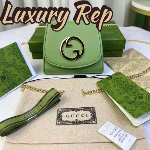 Replica Gucci Women GG Blondie Medium Chain Wallet Green Leather Round Interlocking G 3
