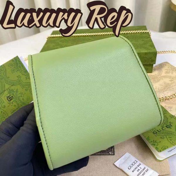Replica Gucci Women GG Blondie Medium Chain Wallet Green Leather Round Interlocking G 5
