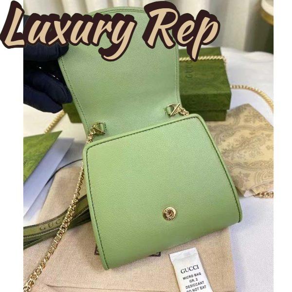 Replica Gucci Women GG Blondie Medium Chain Wallet Green Leather Round Interlocking G 6