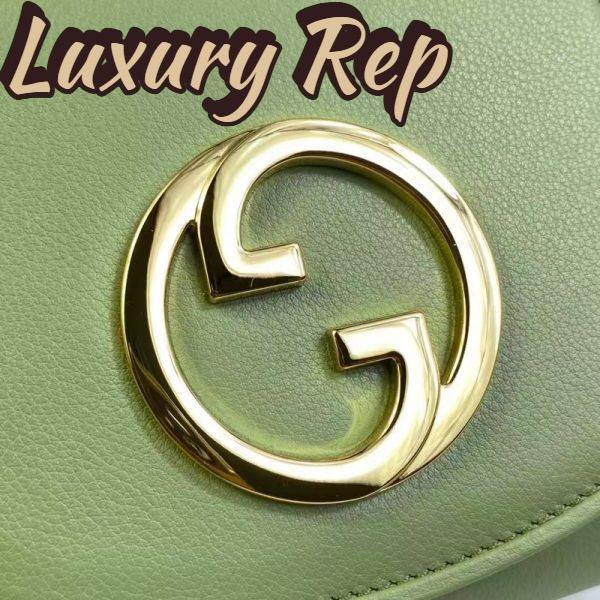 Replica Gucci Women GG Blondie Medium Chain Wallet Green Leather Round Interlocking G 10