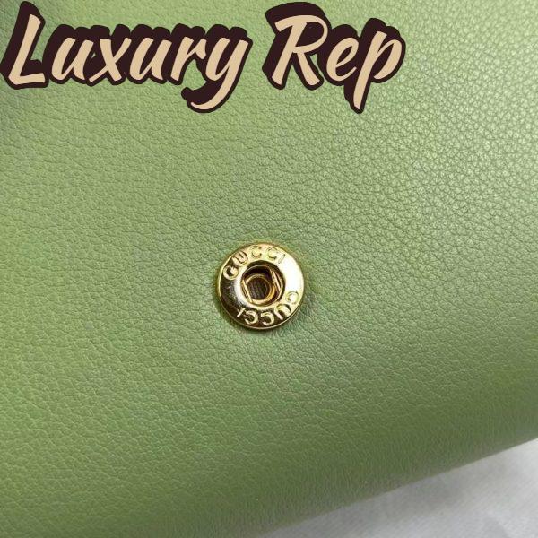 Replica Gucci Women GG Blondie Medium Chain Wallet Green Leather Round Interlocking G 11