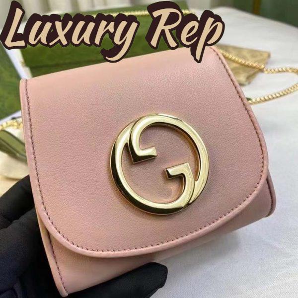 Replica Gucci Women GG Blondie Medium Chain Wallet Pink Leather Round Interlocking G 3