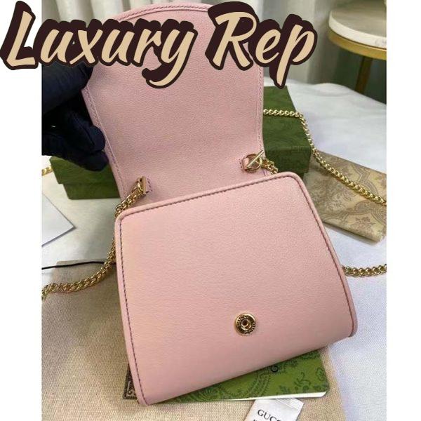 Replica Gucci Women GG Blondie Medium Chain Wallet Pink Leather Round Interlocking G 7