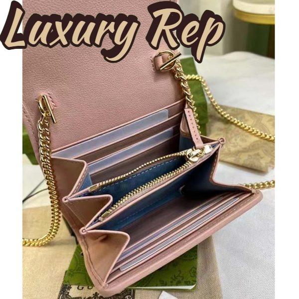 Replica Gucci Women GG Blondie Medium Chain Wallet Pink Leather Round Interlocking G 8