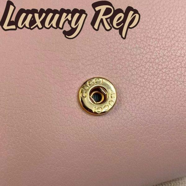 Replica Gucci Women GG Blondie Medium Chain Wallet Pink Leather Round Interlocking G 11