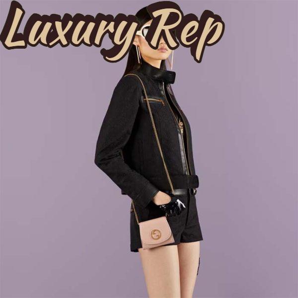 Replica Gucci Women GG Blondie Medium Chain Wallet Pink Leather Round Interlocking G 12