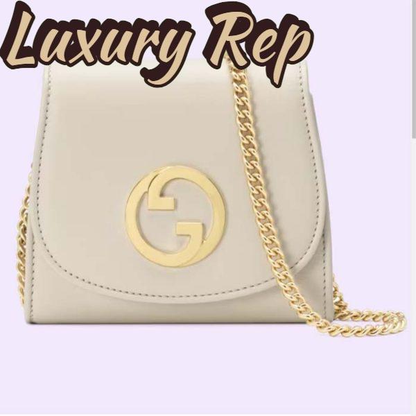 Replica Gucci Women GG Blondie Medium Chain Wallet White Leather Round Interlocking G 2