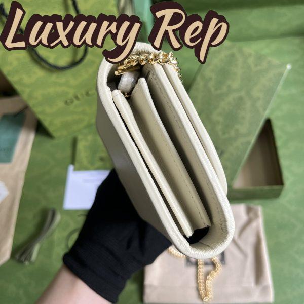 Replica Gucci Women GG Blondie Medium Chain Wallet White Leather Round Interlocking G 5
