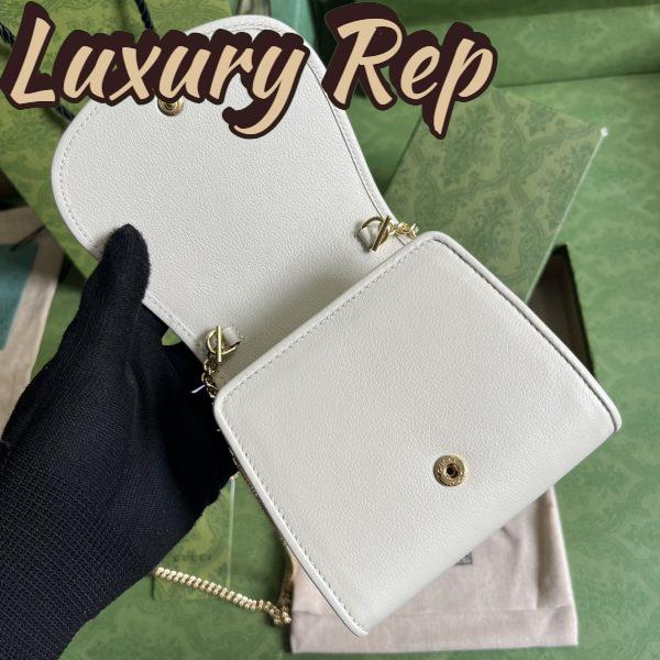 Replica Gucci Women GG Blondie Medium Chain Wallet White Leather Round Interlocking G 8