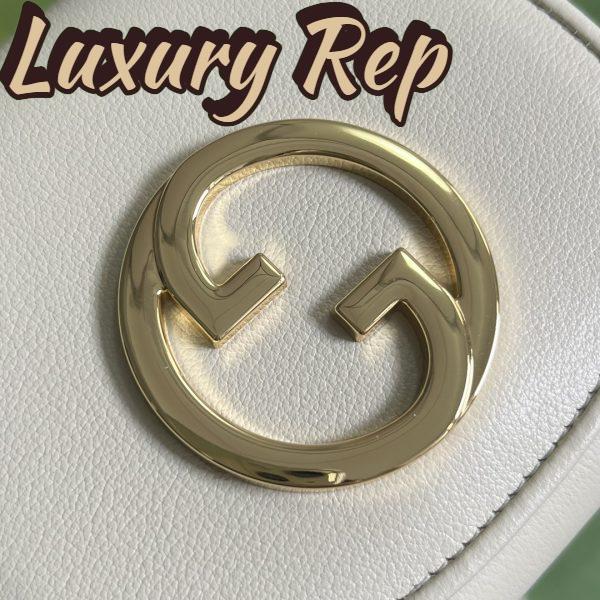 Replica Gucci Women GG Blondie Medium Chain Wallet White Leather Round Interlocking G 9
