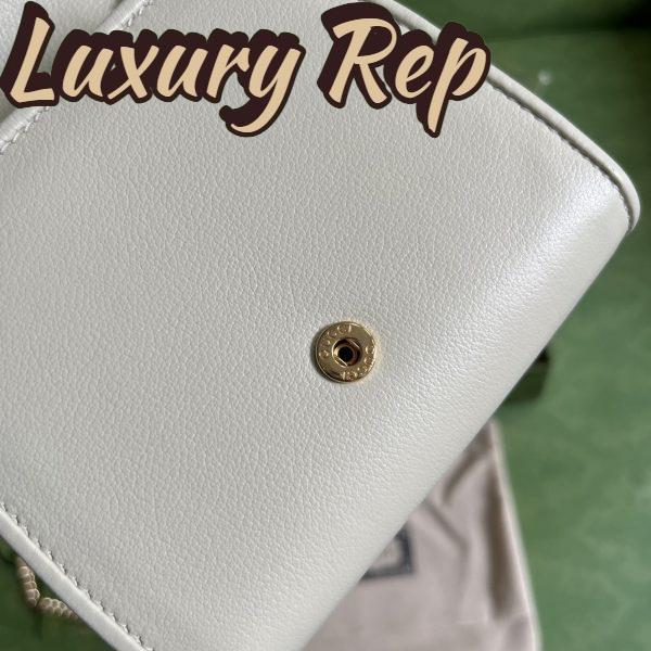 Replica Gucci Women GG Blondie Medium Chain Wallet White Leather Round Interlocking G 10