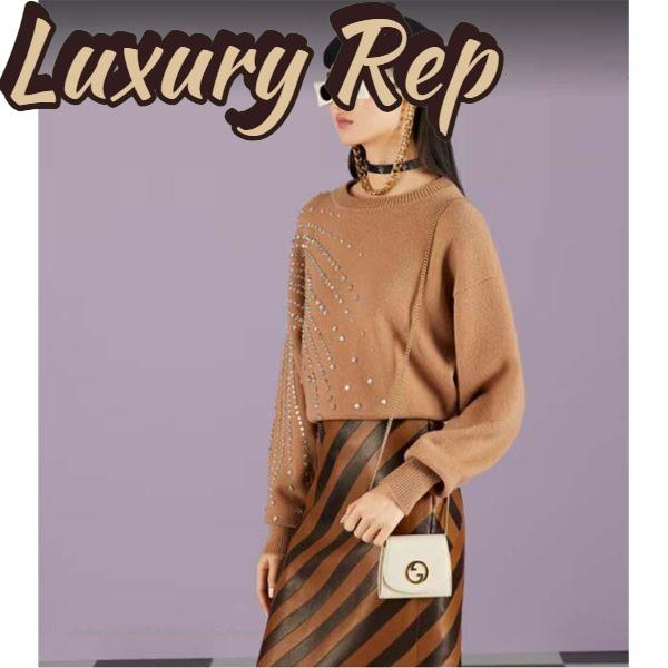 Replica Gucci Women GG Blondie Medium Chain Wallet White Leather Round Interlocking G 12