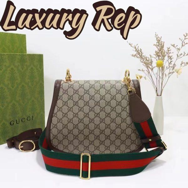 Replica Gucci Women GG Blondie Medium Shoulder Bag Beige Ebony GG Supreme Canvas 6