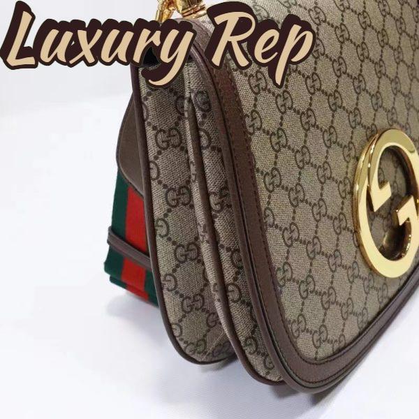 Replica Gucci Women GG Blondie Medium Shoulder Bag Beige Ebony GG Supreme Canvas 10