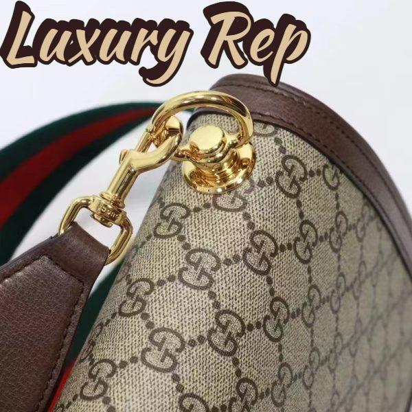 Replica Gucci Women GG Blondie Medium Shoulder Bag Beige Ebony GG Supreme Canvas 11