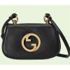 Replica Gucci Women GG Blondie Mini Bag Black Leather Round Interlocking G