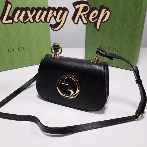 Replica Gucci Women GG Blondie Mini Bag Black Leather Round Interlocking G 3