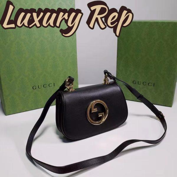 Replica Gucci Women GG Blondie Mini Bag Black Leather Round Interlocking G 4