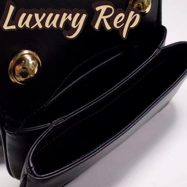 Replica Gucci Women GG Blondie Mini Bag Black Leather Round Interlocking G 5