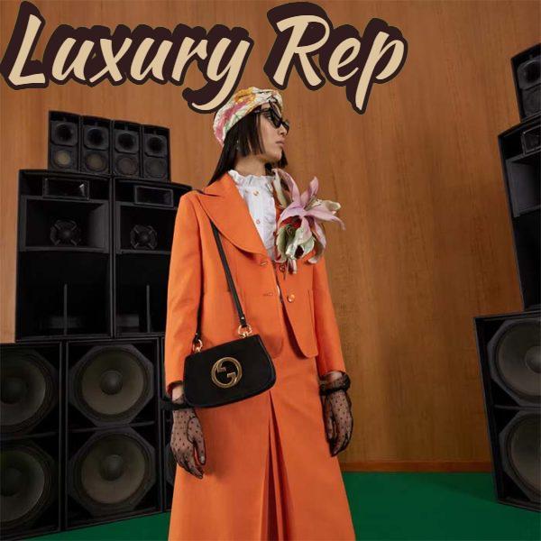 Replica Gucci Women GG Blondie Mini Bag Black Leather Round Interlocking G 8
