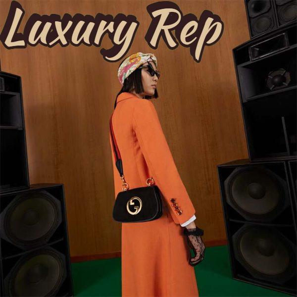 Replica Gucci Women GG Blondie Mini Bag Black Leather Round Interlocking G 9