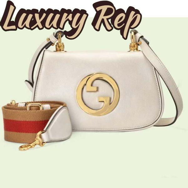 Replica Gucci Women GG Blondie Mini Bag White Leather Round Interlocking G