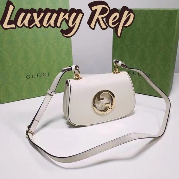 Replica Gucci Women GG Blondie Mini Bag White Leather Round Interlocking G 5