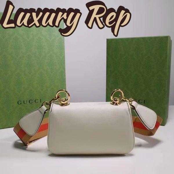 Replica Gucci Women GG Blondie Mini Bag White Leather Round Interlocking G 7