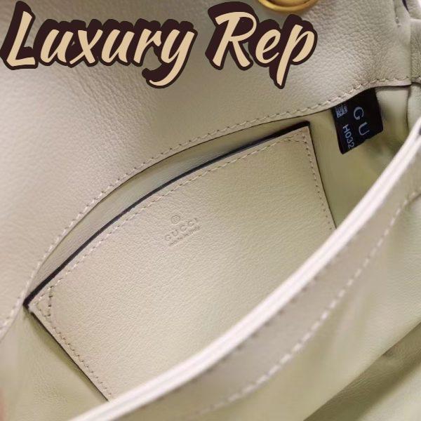 Replica Gucci Women GG Blondie Mini Bag White Leather Round Interlocking G 11