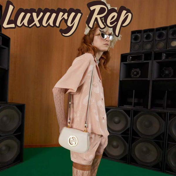 Replica Gucci Women GG Blondie Mini Bag White Leather Round Interlocking G 12