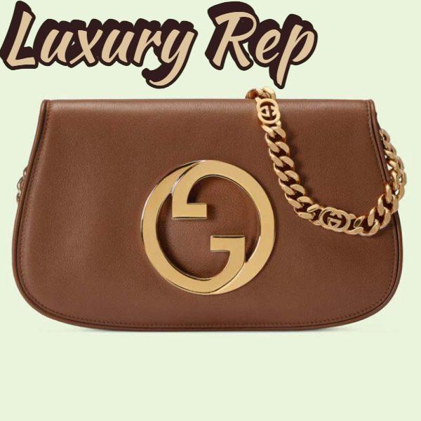 Replica Gucci Women GG Blondie Shoulder Bag Cuir Leather Round Interlocking G
