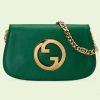 Replica Gucci Women GG Blondie Shoulder Bag Green Leather Round Interlocking G 15