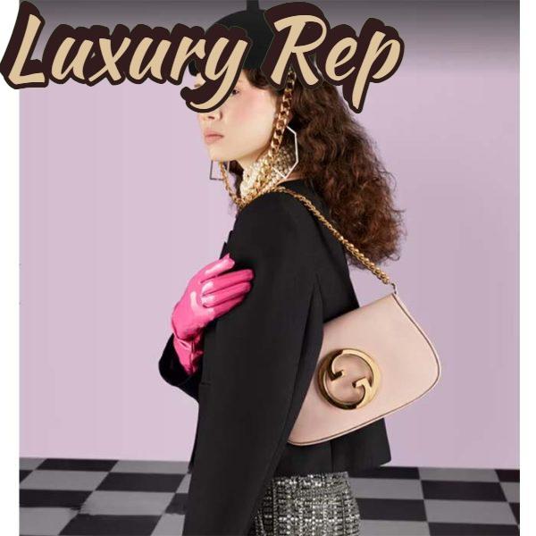 Replica Gucci Women GG Blondie Shoulder Bag Light Pink Leather Round Interlocking G 12