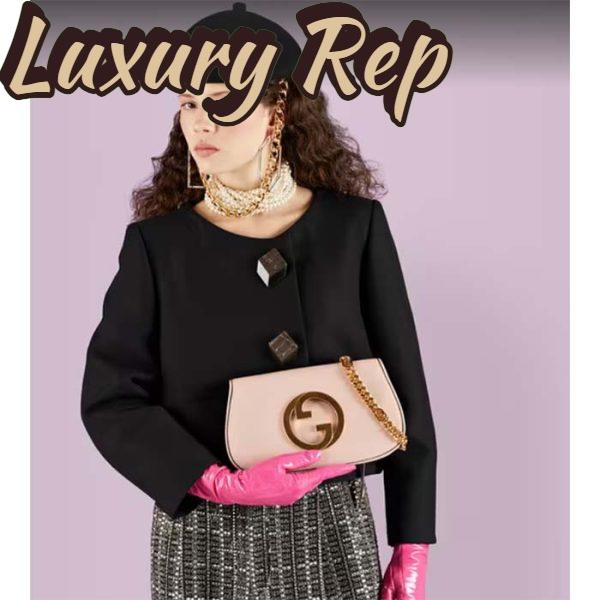 Replica Gucci Women GG Blondie Shoulder Bag Light Pink Leather Round Interlocking G 13