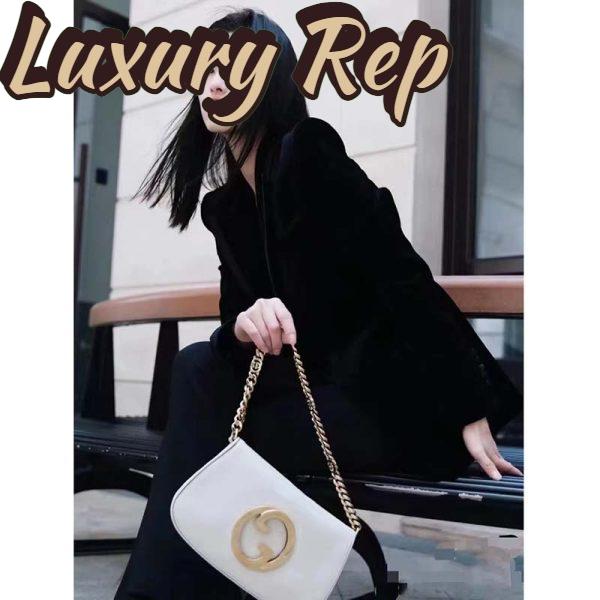 Replica Gucci Women GG Blondie Shoulder Bag White Leather Round Interlocking G 7