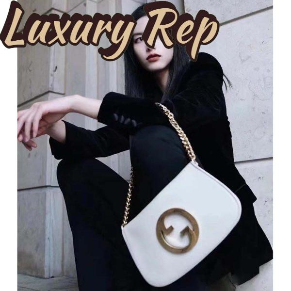 Replica Gucci Women GG Blondie Shoulder Bag White Leather Round Interlocking G 8