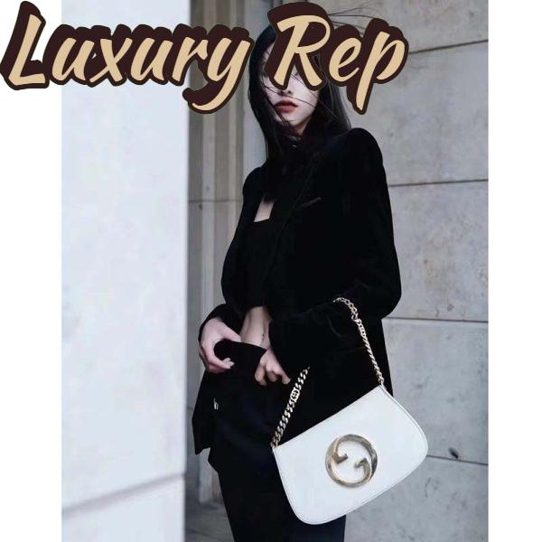 Replica Gucci Women GG Blondie Shoulder Bag White Leather Round Interlocking G 9
