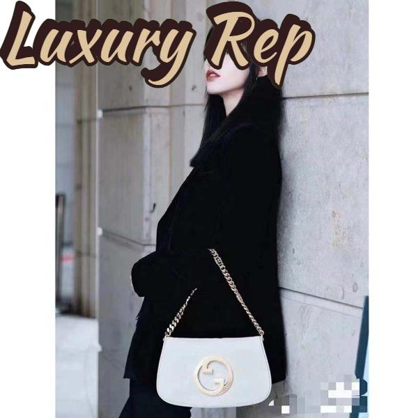 Replica Gucci Women GG Blondie Shoulder Bag White Leather Round Interlocking G 10